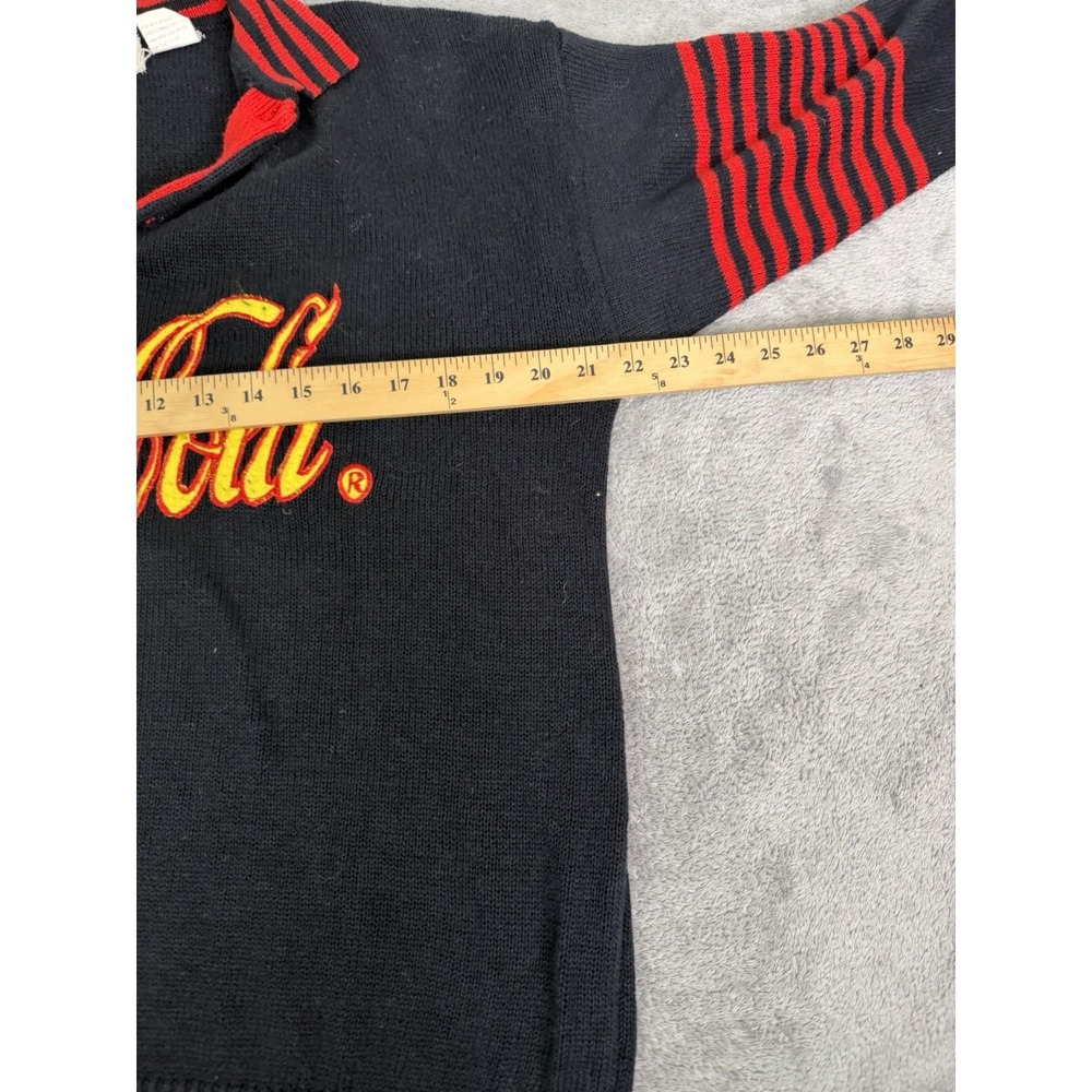 Vintage 80s Coca-Cola Rugby Sweater Men's Size Large Black - Picture 6 of 8